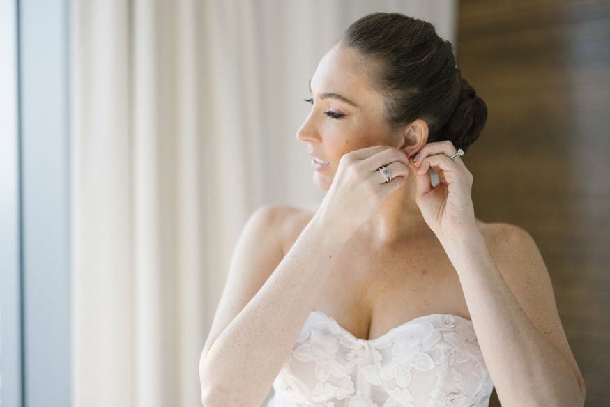 Bride portrait in suite Four Seasons Philadelphia wedding