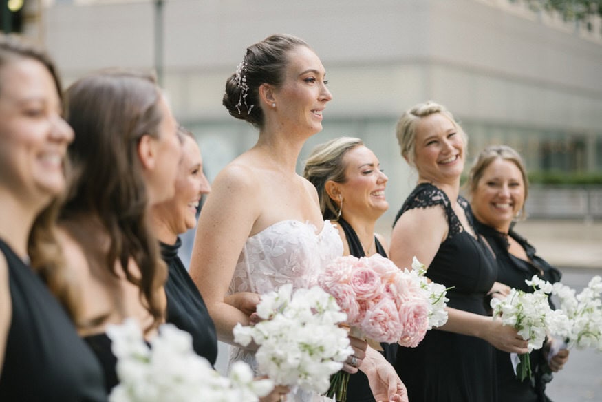 Bride bridesmates Portrait Four Seasons Philadelphia Wedding