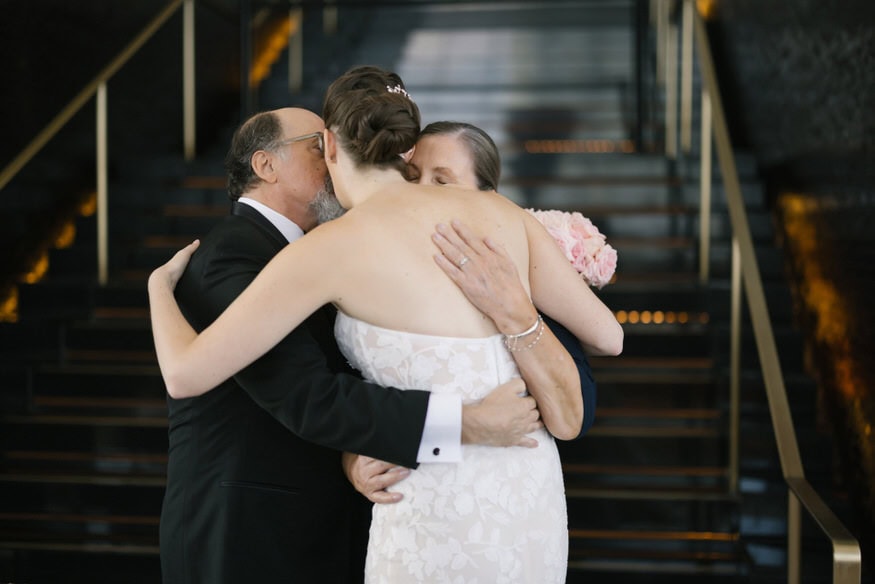 Bride family First Look hug Four Seasons Philadelphia Wedding
