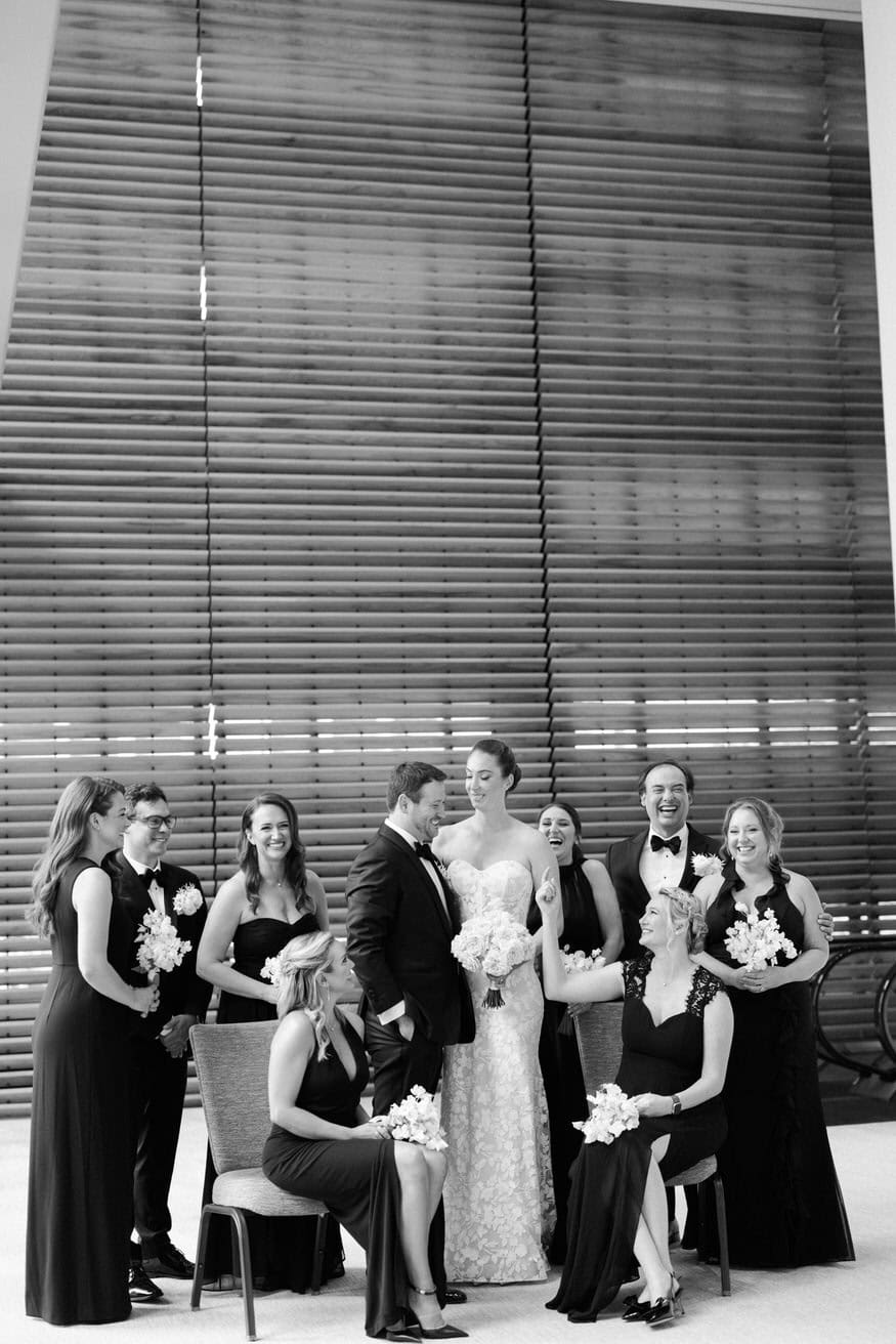 Bride Groom bridesmates Portrait Four Seasons Philadelphia wedding
