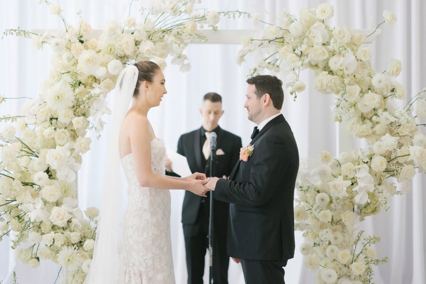 Bride and groom ceremony moment Four Seasons Philadelphia
