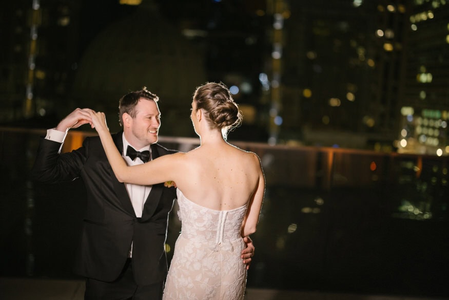 Rooftop balcony portrait Four Seasons Philadelphia wedding