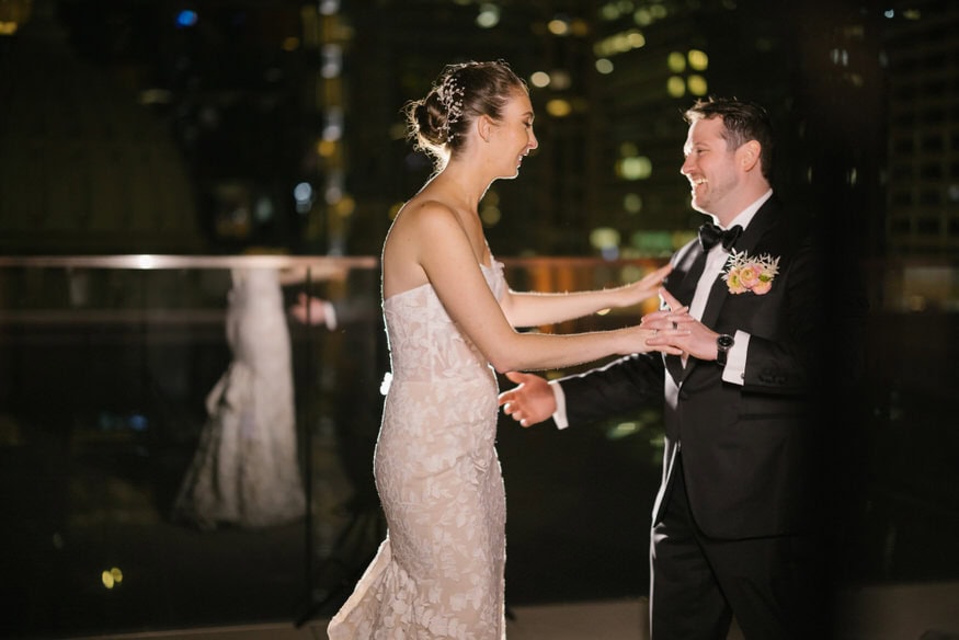 Couple night cityscape portrait Four Seasons Philadelphia
