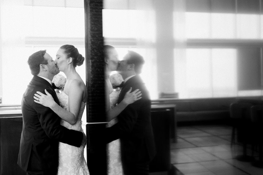 First look kiss Four Seasons Sky Lounge Philadelphia