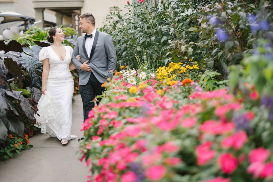 Couple portrait flower garden Valley Green Inn Philadelphia