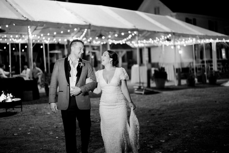 Night portrait couple Valley Green Inn Wissahickon Creek