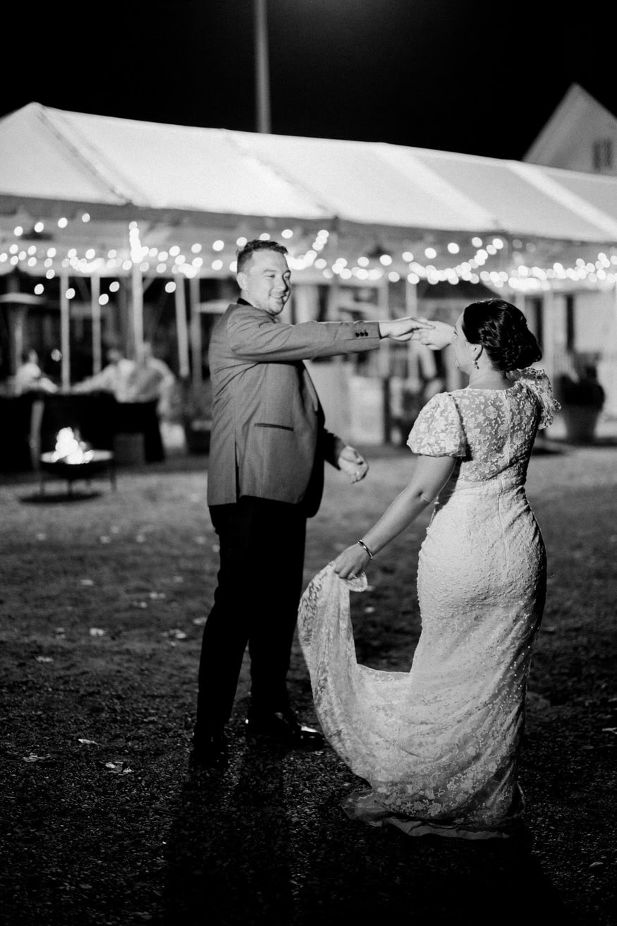 Bride and groom night portrait at Valley Green Inn wedding Philadelphia