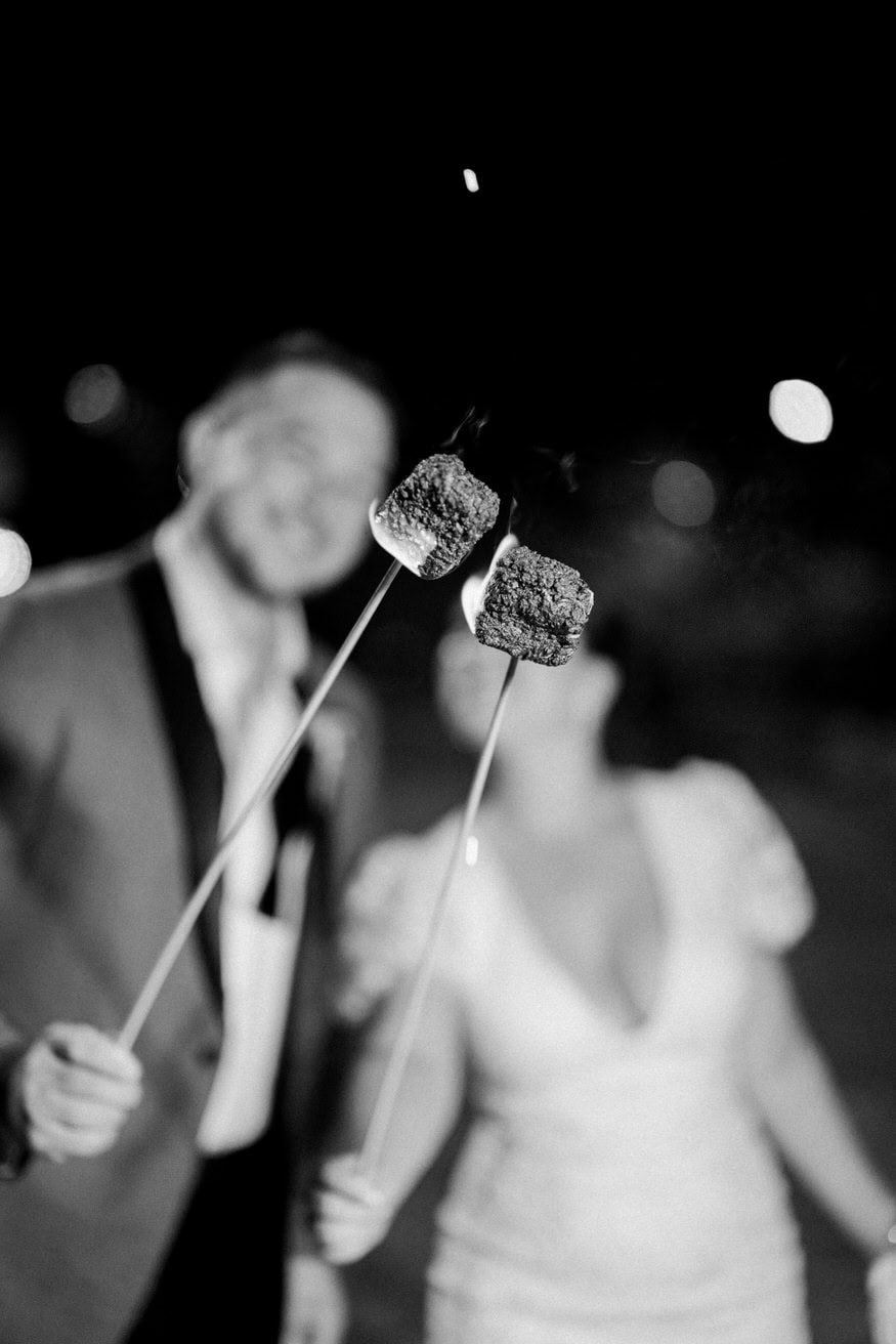 Bride Groom Smores No Face Portrait Night Valley Green Inn Wedding