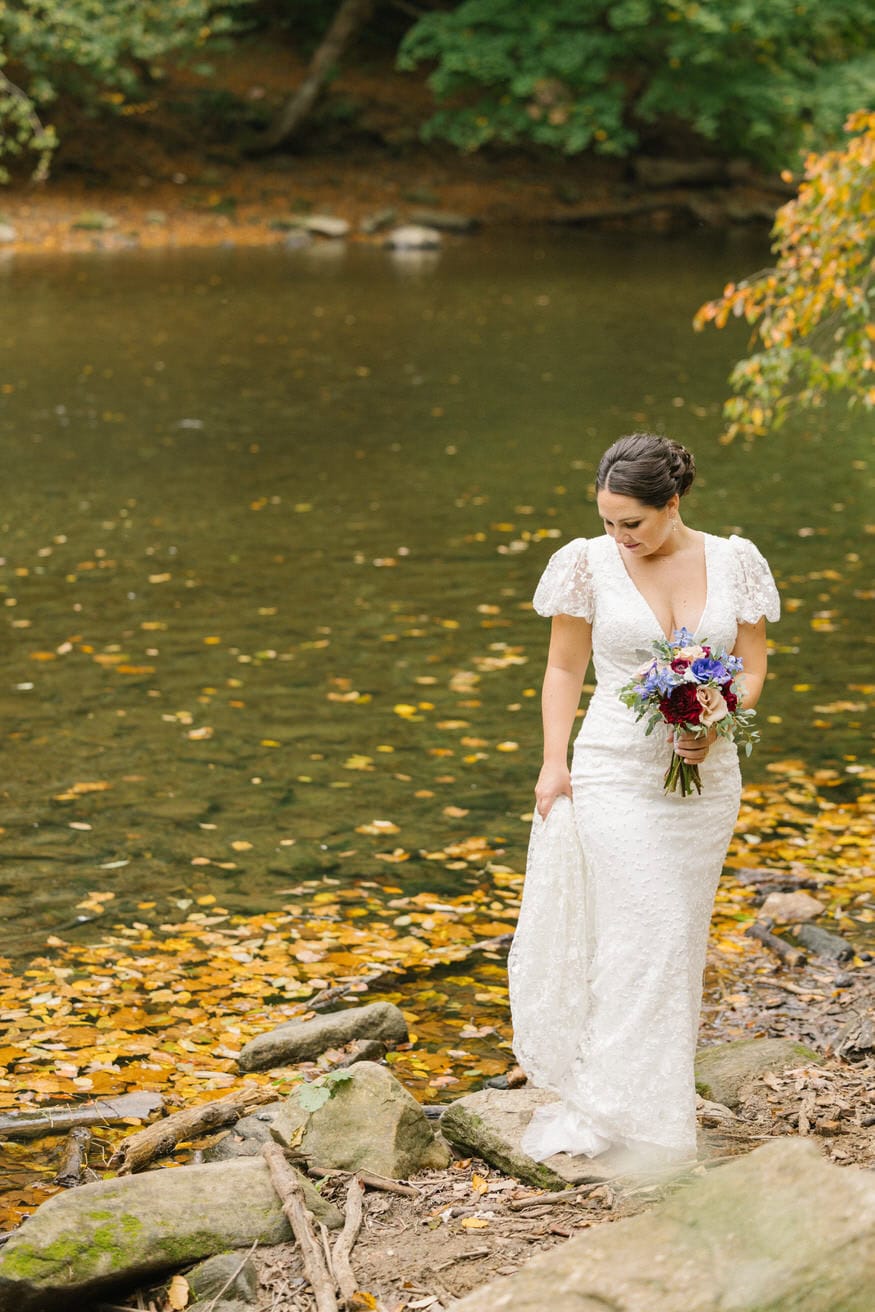 Bride nature portrait Valley Green Inn Wissahickon Valley