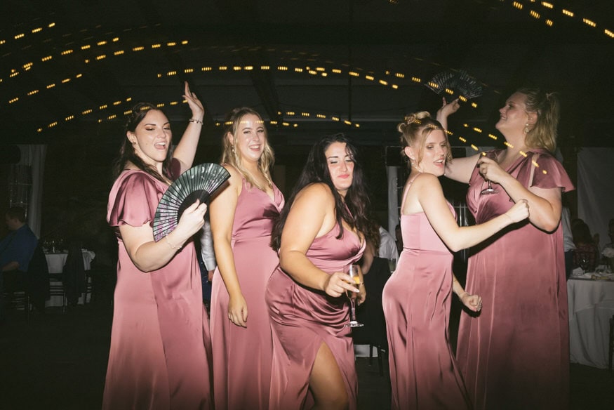 Bridesmaids dancing Valley Green Inn wedding reception