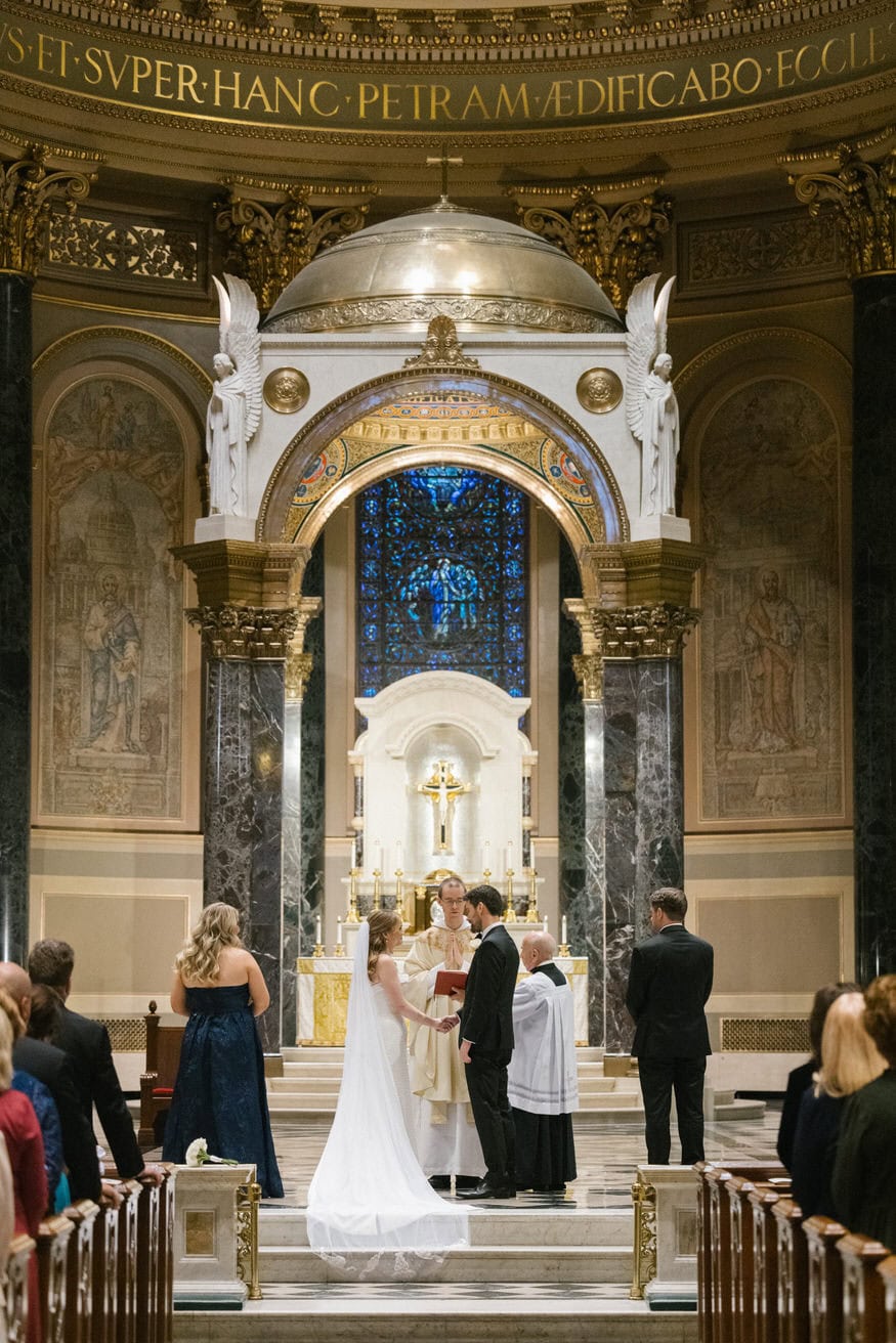 Bride and groom ceremony Cathedral Basilica Philadelphia