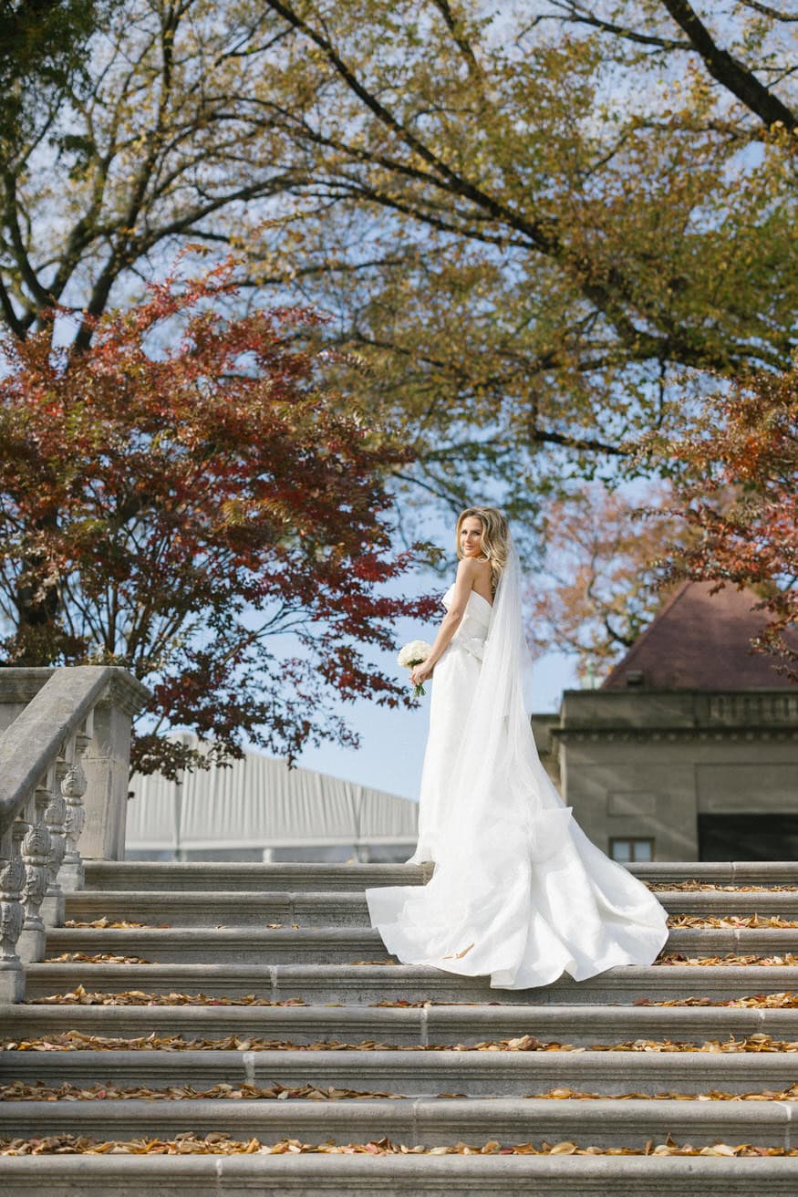 Bride portrait at Curtis Arboretum wedding venue Wyncote PA
