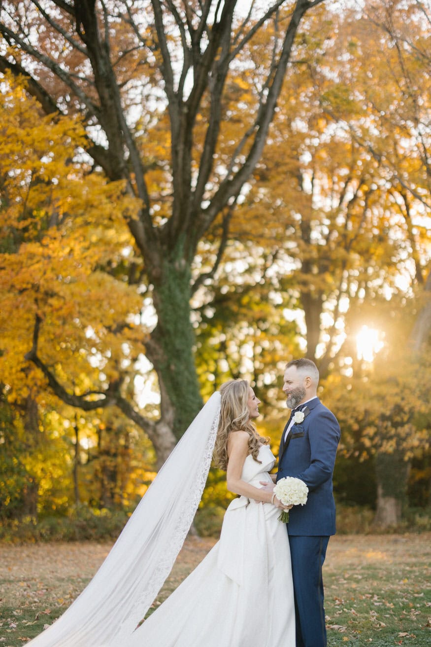 Romantic fall portrait at Curtis Arboretum wedding venue