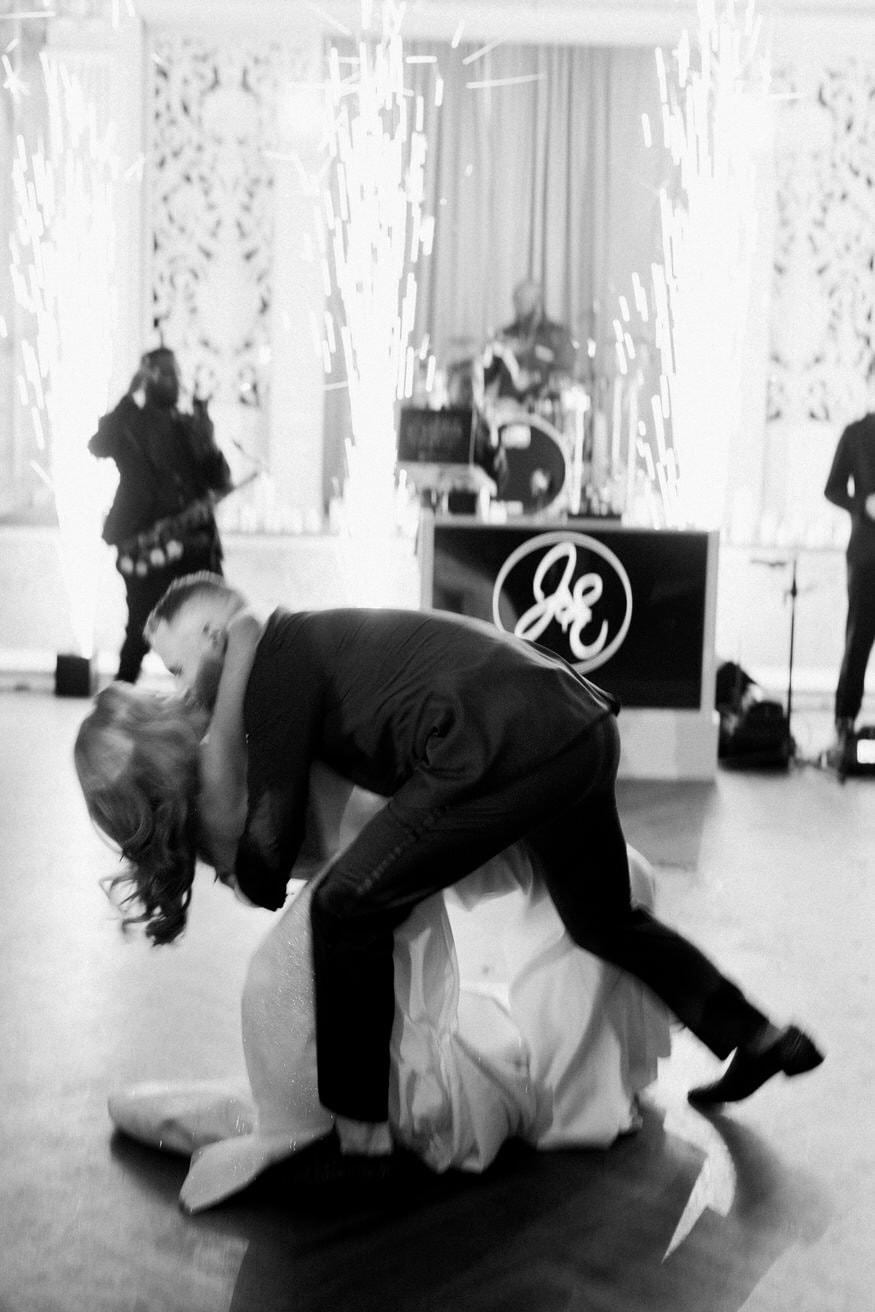 Couple dancing at Curtis Arboretum wedding reception tent