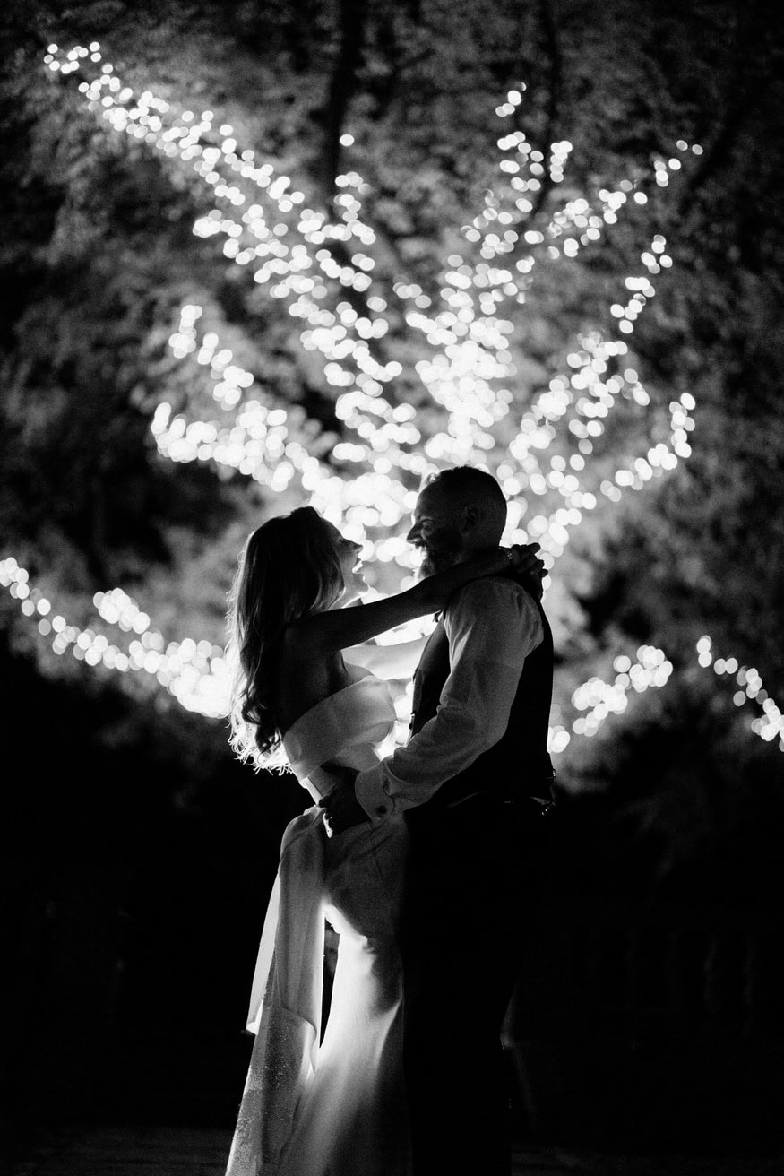 Night portrait bride and groom Curtis Arboretum Wyncote PA