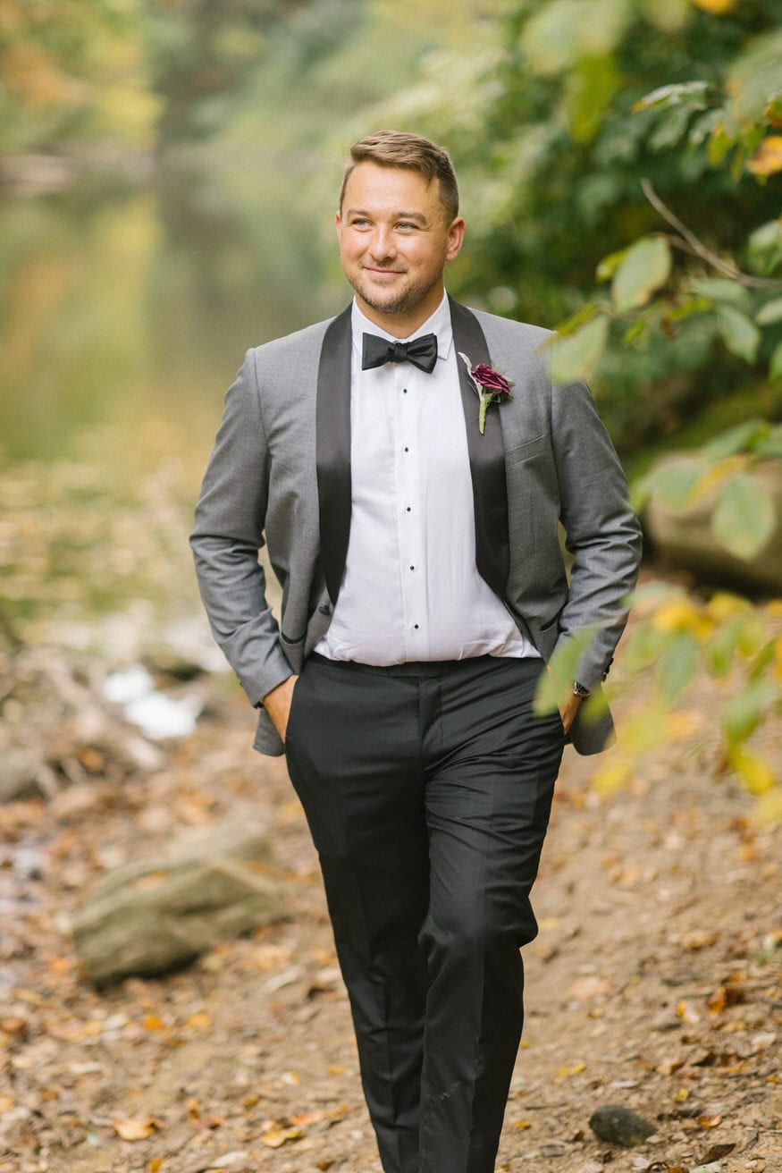 Groom nature portrait Valley Green Inn Wissahickon