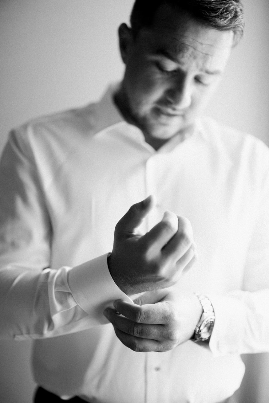 Groom bowtie preparation Chestnut Hill Hotel