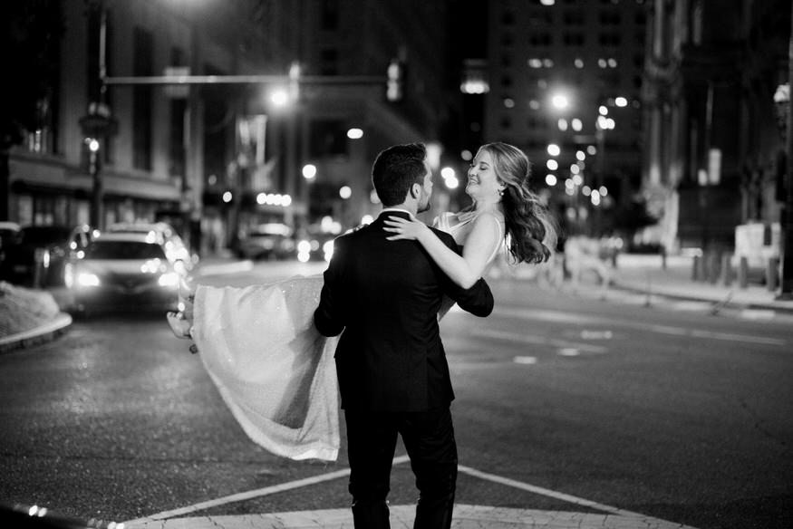 Final night portrait bride and groom Philadelphia wedding