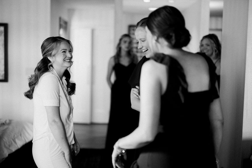 Bridesmaids champagne toast Notary Hotel wedding Philadelphia