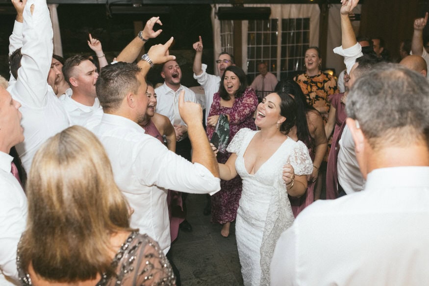 Guests dancing Valley Green Inn wedding celebration