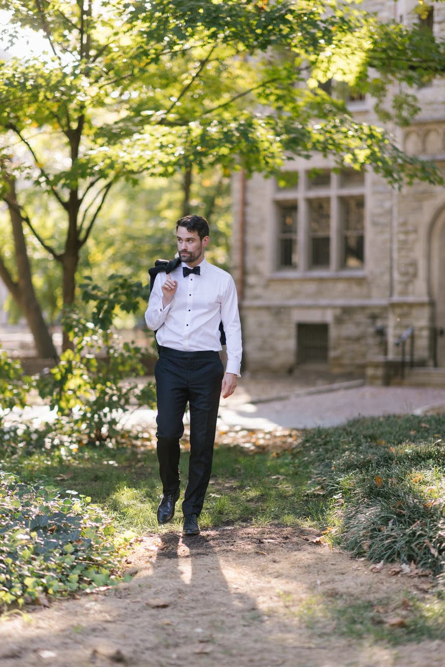 Wedding party group photo UPenn campus Philadelphia