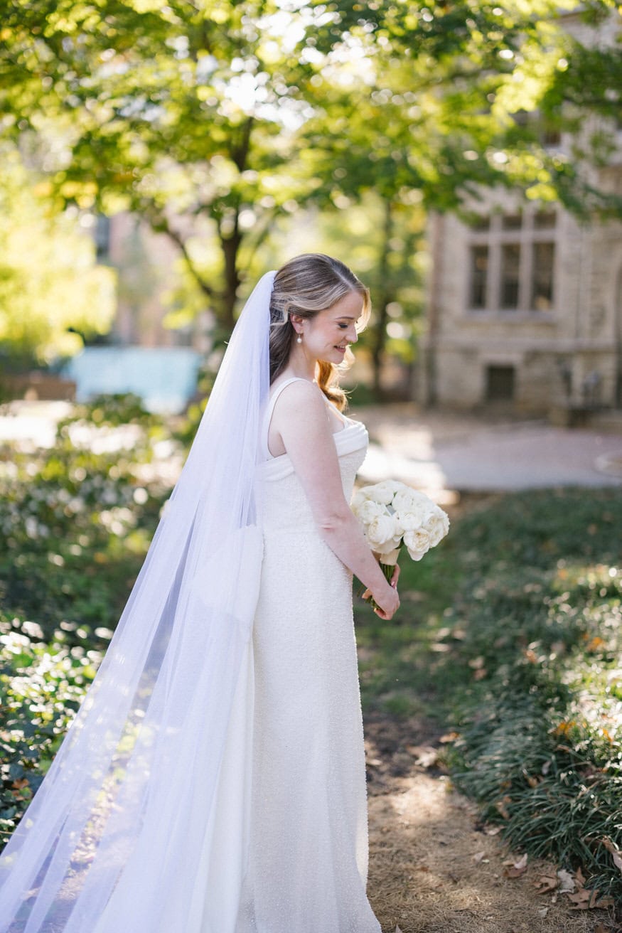 Bride and groom romantic portrait UPenn Philadelphia