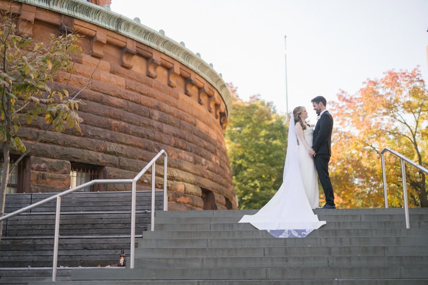 Bride and groom final portrait at UPenn campus wedding