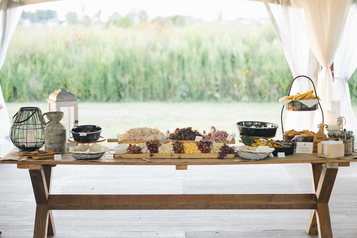bishop farmstead wedding cocktail hour spread by Jam Catering