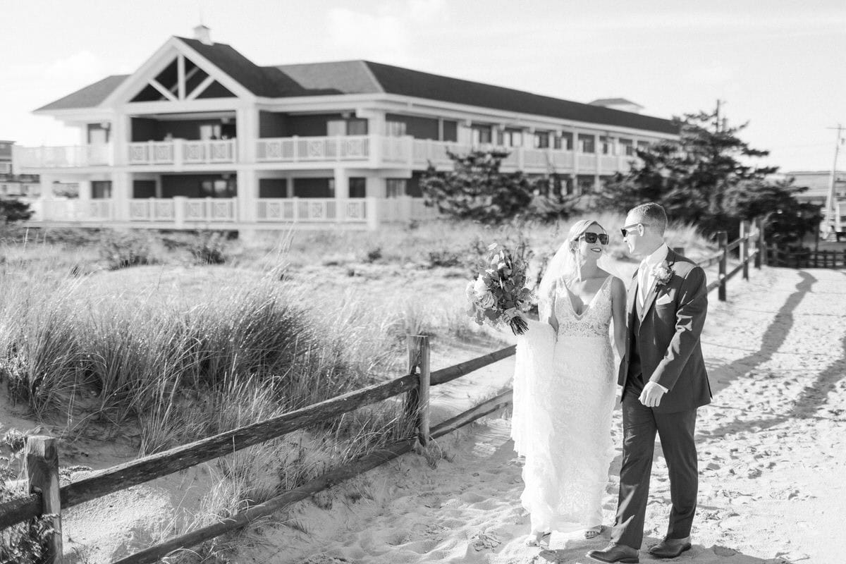 Black and white beach portrait at ICONA Avalon in Avalon NJ