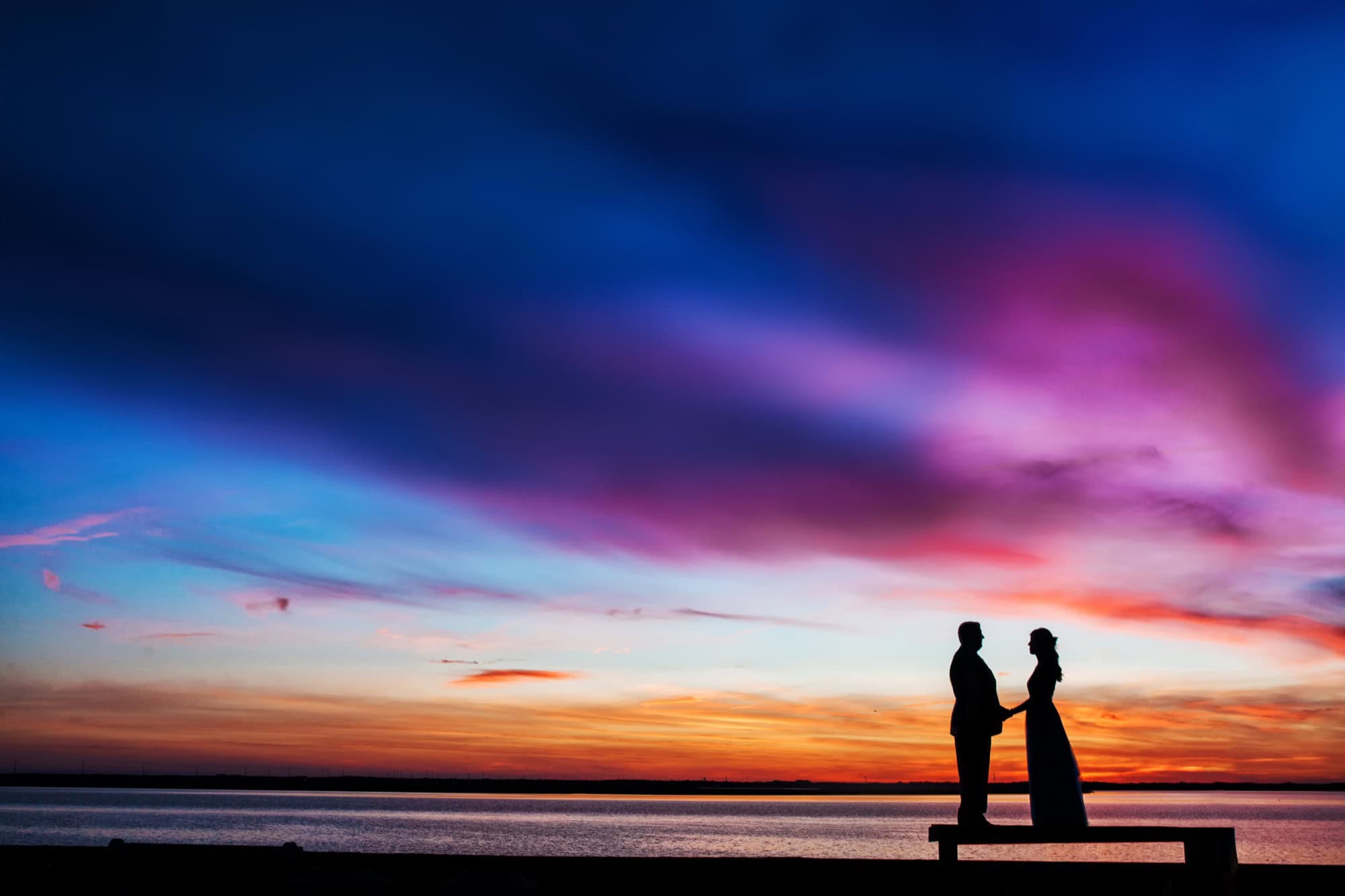 Sunset silhouette portraits at ICONA Avalon bay side, Avalon NJ