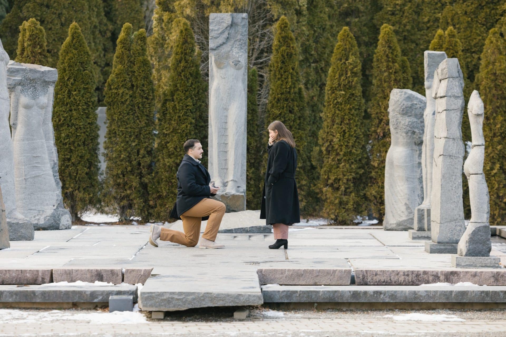 Fresh Snow, Hidden Cameras, and a Perfect Yes at Grounds for Sculpture