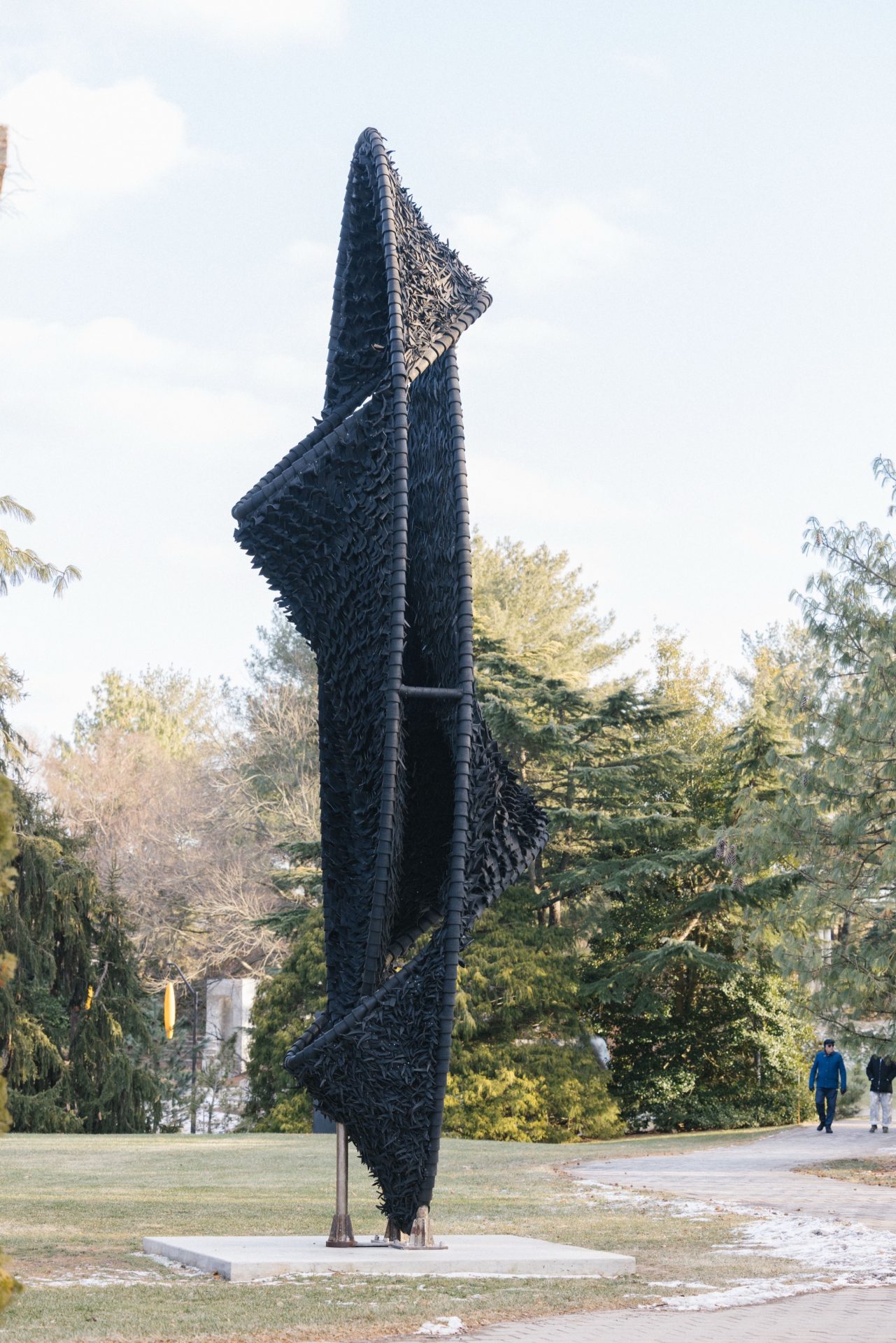 Sculpture art installation at Grounds for Sculpture garden in winter Hamilton NJ - NJ proposal photographer Jordan Brian Studios