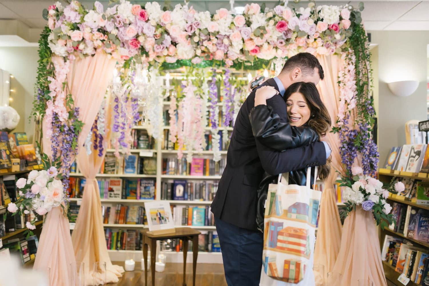 Haddonfield NJ surprise proposal - emotional reaction at gazebo