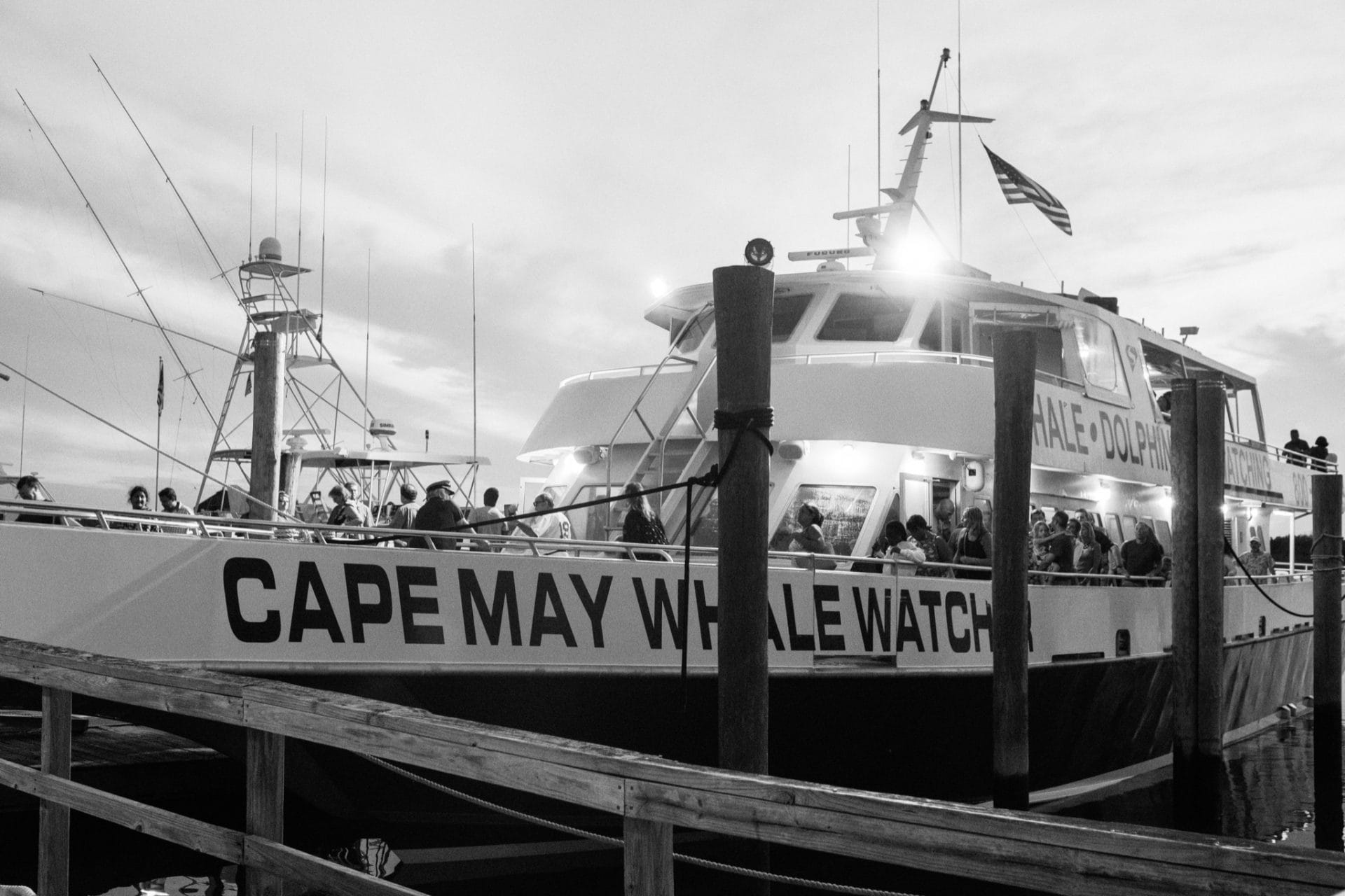 Cape May harbor at sunset from the Cape May Whale Watcher boat
