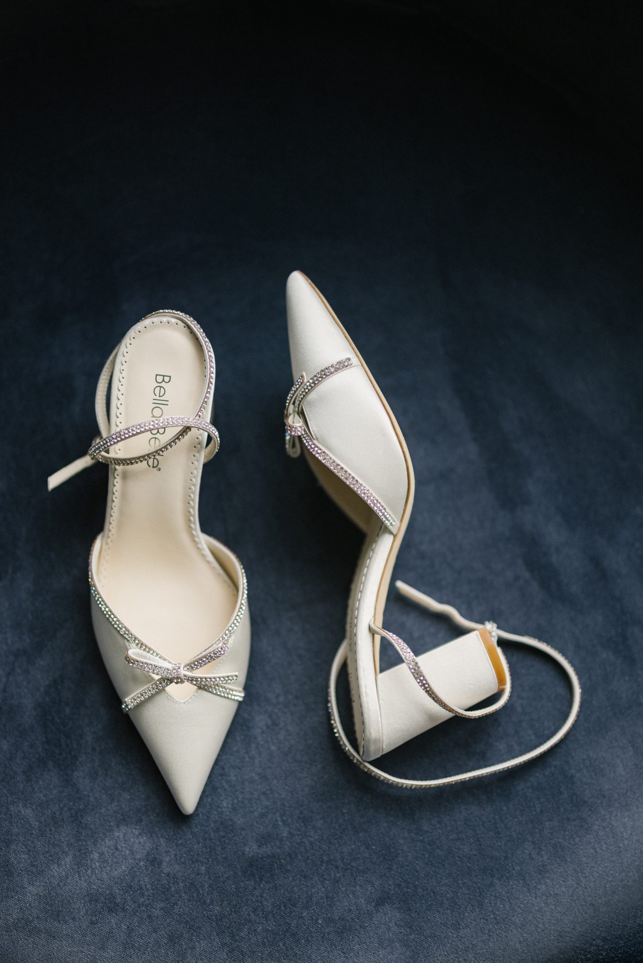 Bella Belle bridal shoes with crystal bow detail for Philadelphia wedding