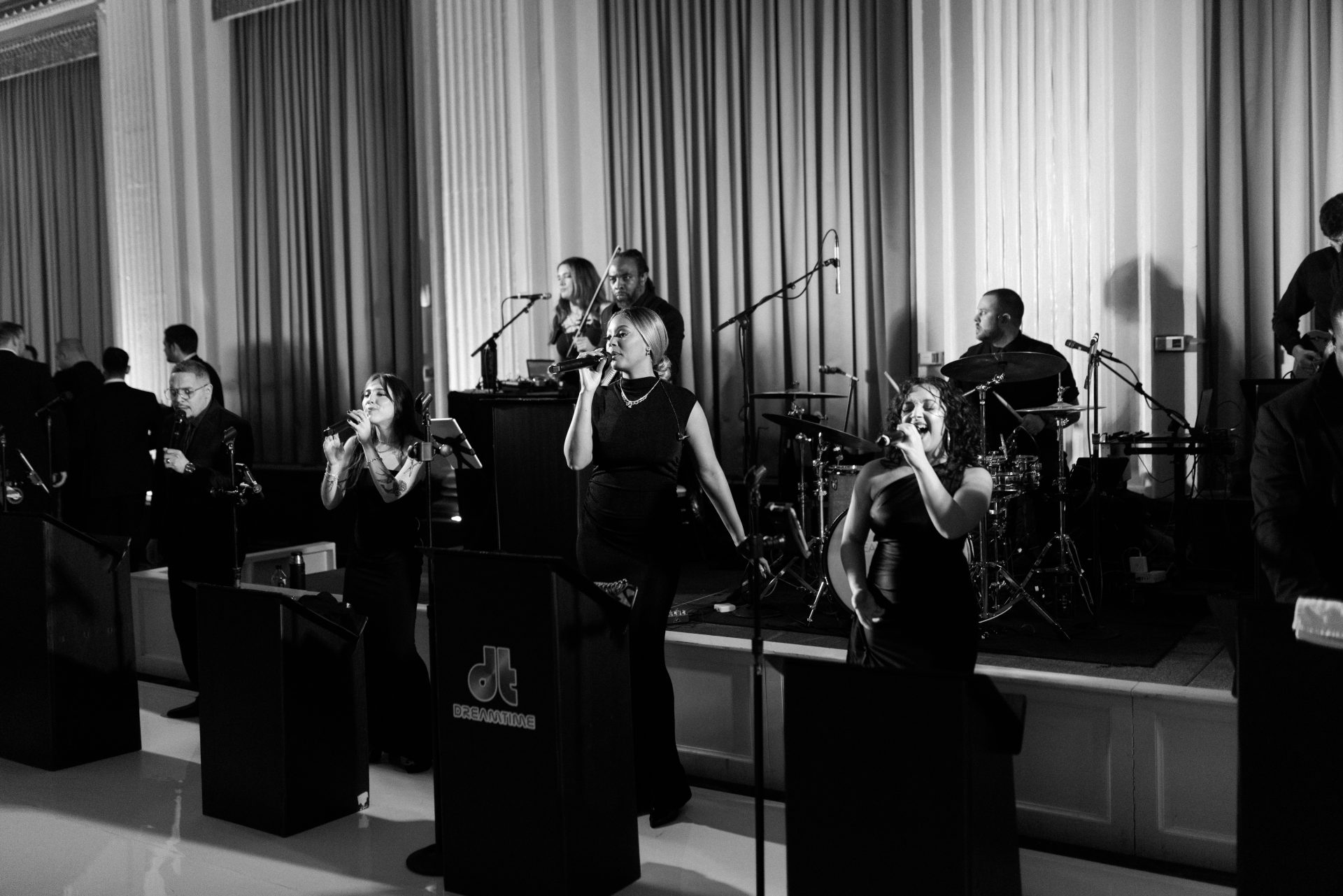 Live band performing at Ballroom at the Ben wedding reception