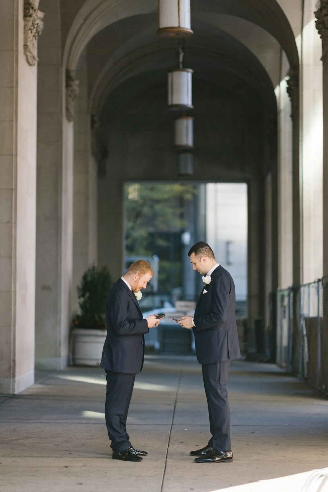 John and Carter's private vows under the Notary Hotel arches