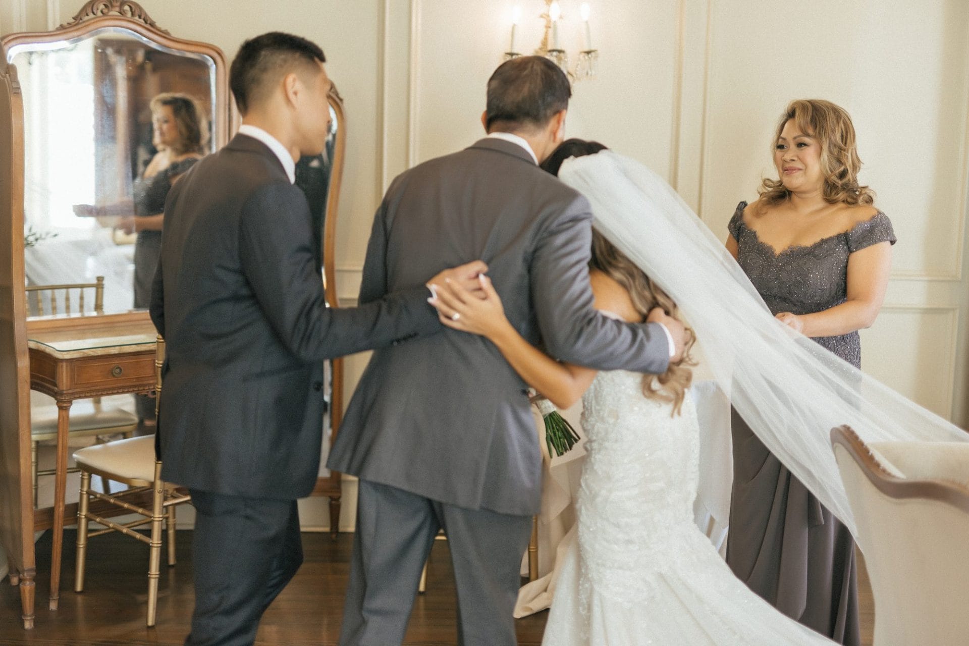 Chelsea's father seeing her in her dress for the first time