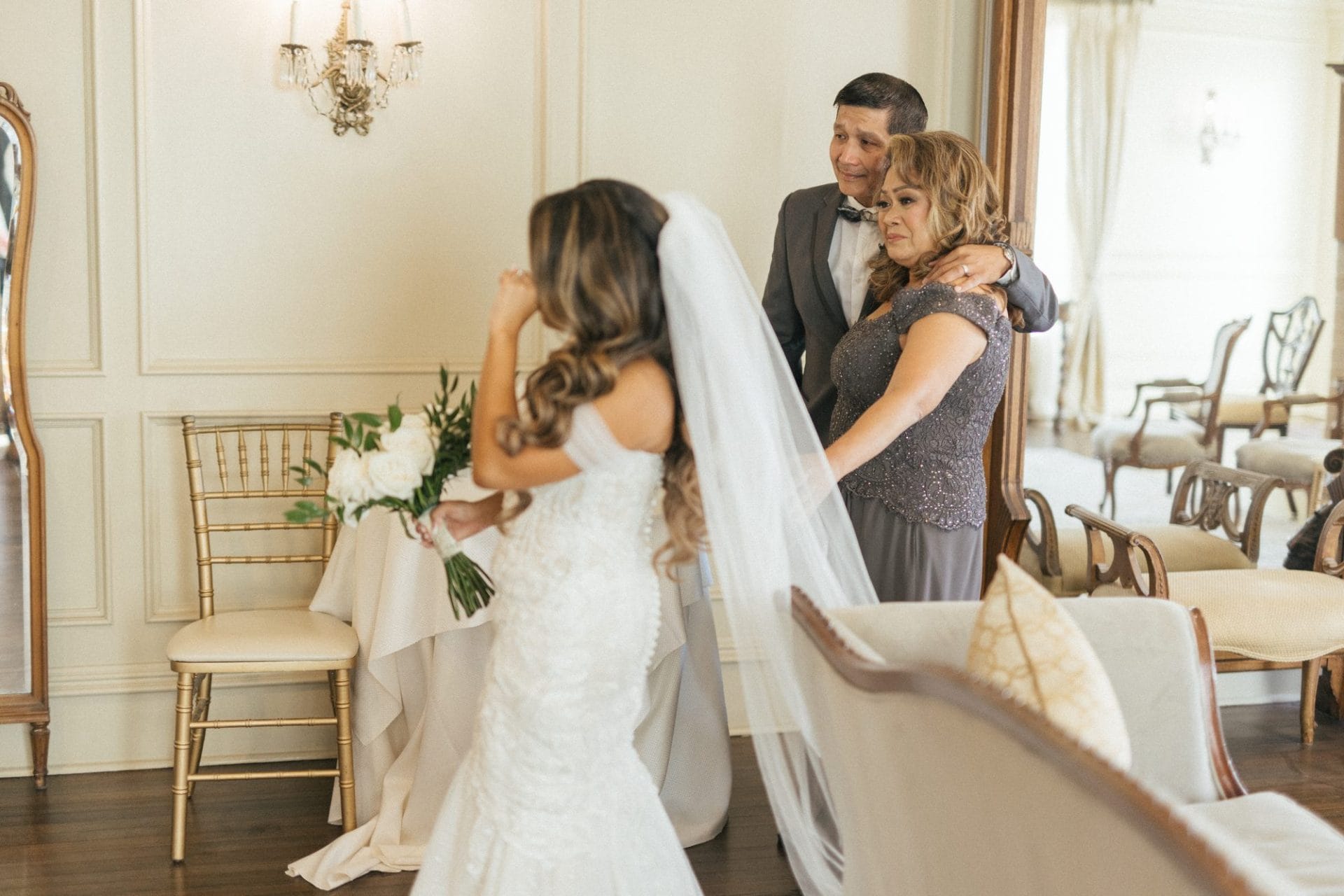 Chelsea's dress reveal with her dad and brother at Park Savoy