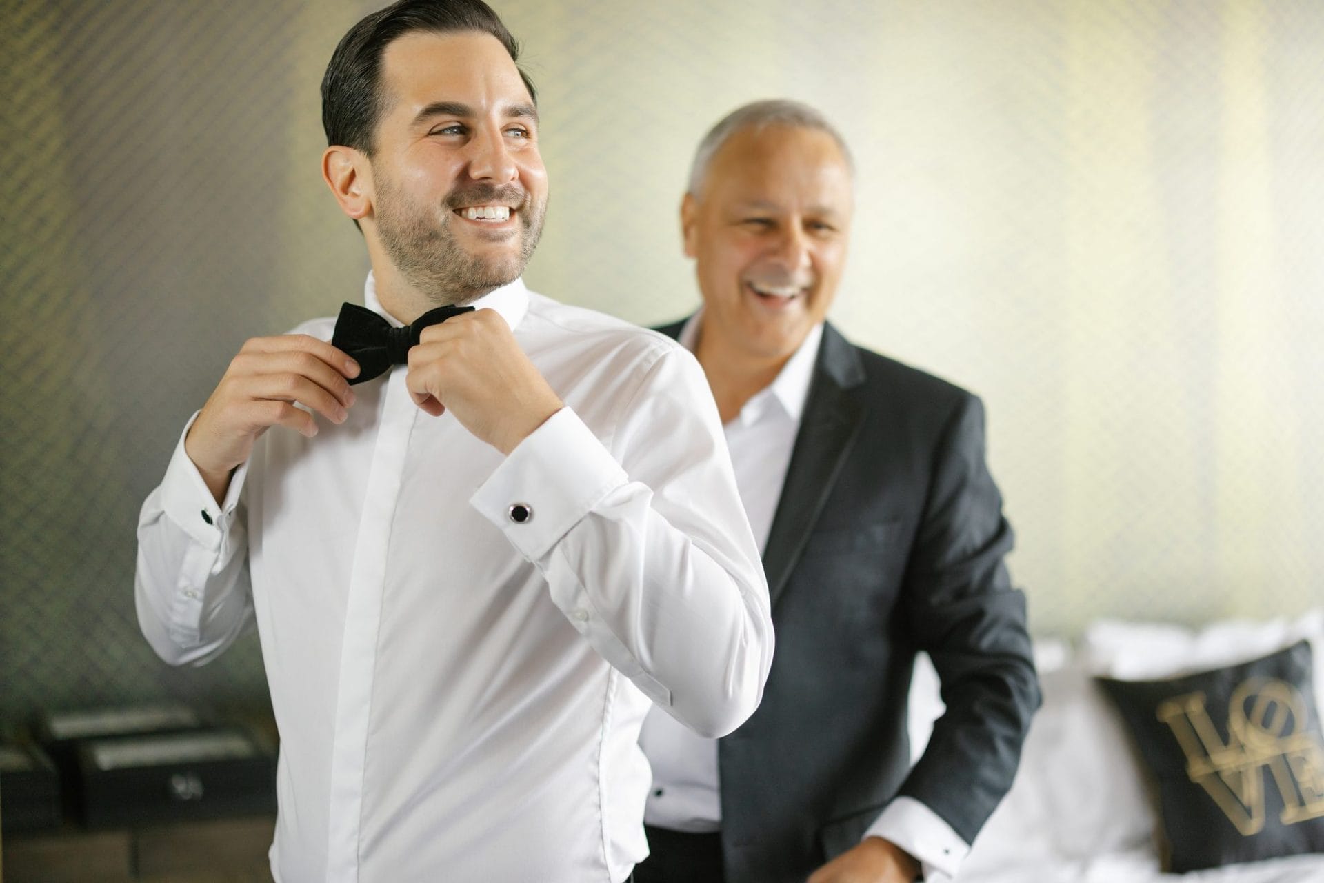 Tomer and his groomsmen getting ready at the W Hotel Philadelphia