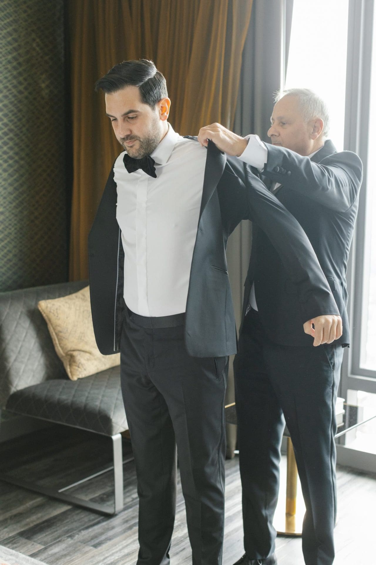 Tomer and his groomsmen getting ready at the W Hotel Philadelphia
