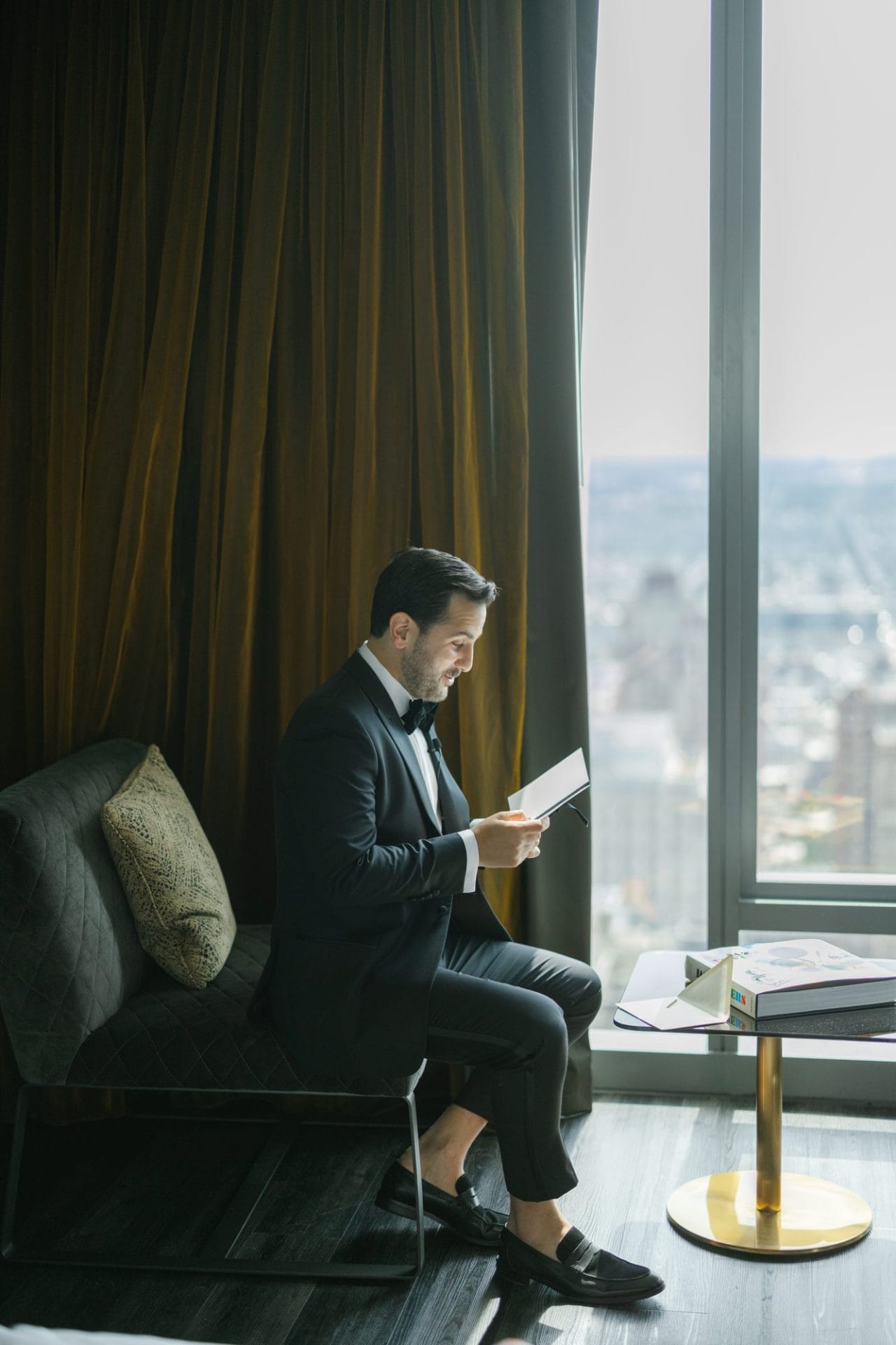 Tomer and his groomsmen getting ready at the W Hotel Philadelphia
