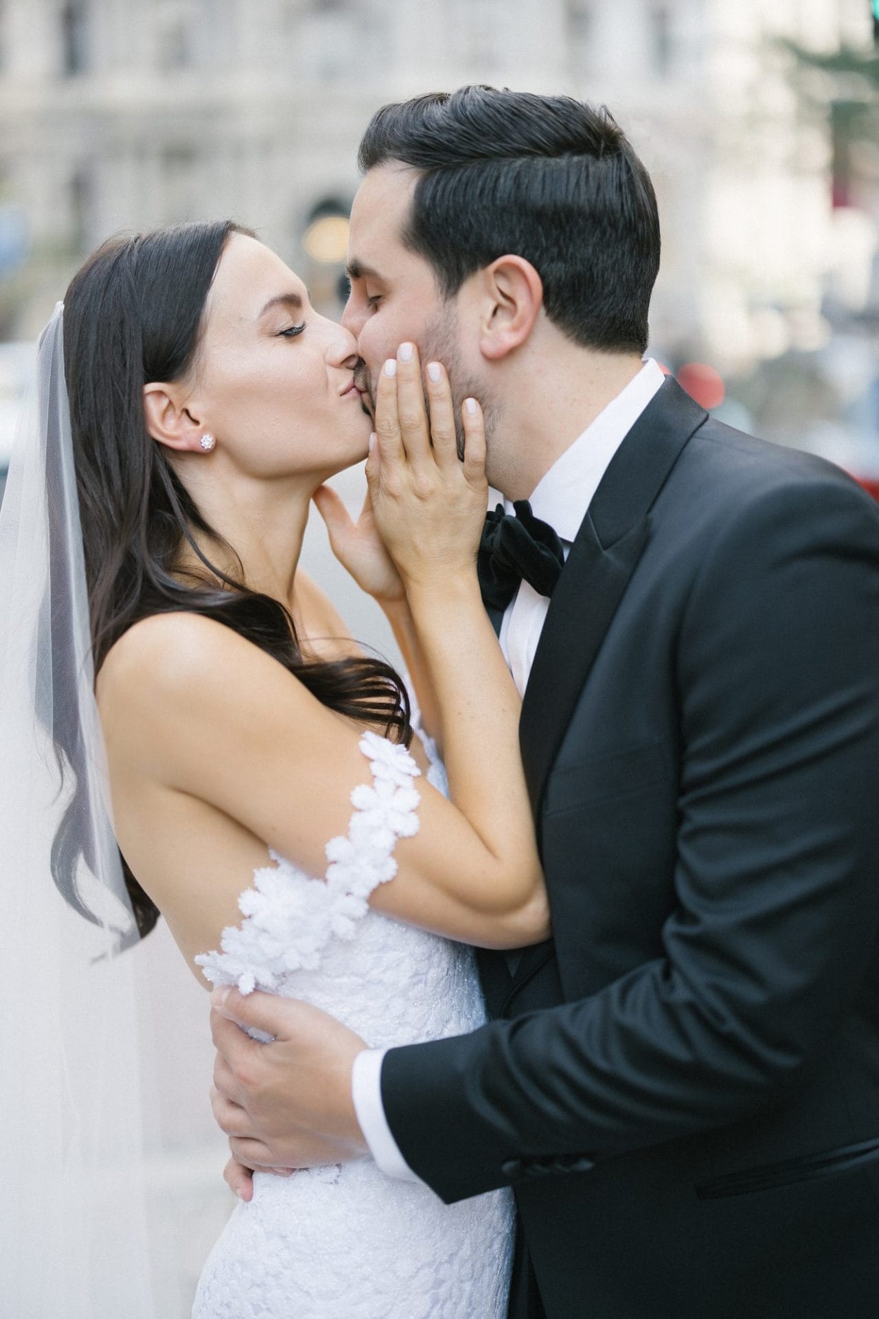 Chelsea and Tomer's couple portraits at City Hall and Dilworth Park, Philadelphia