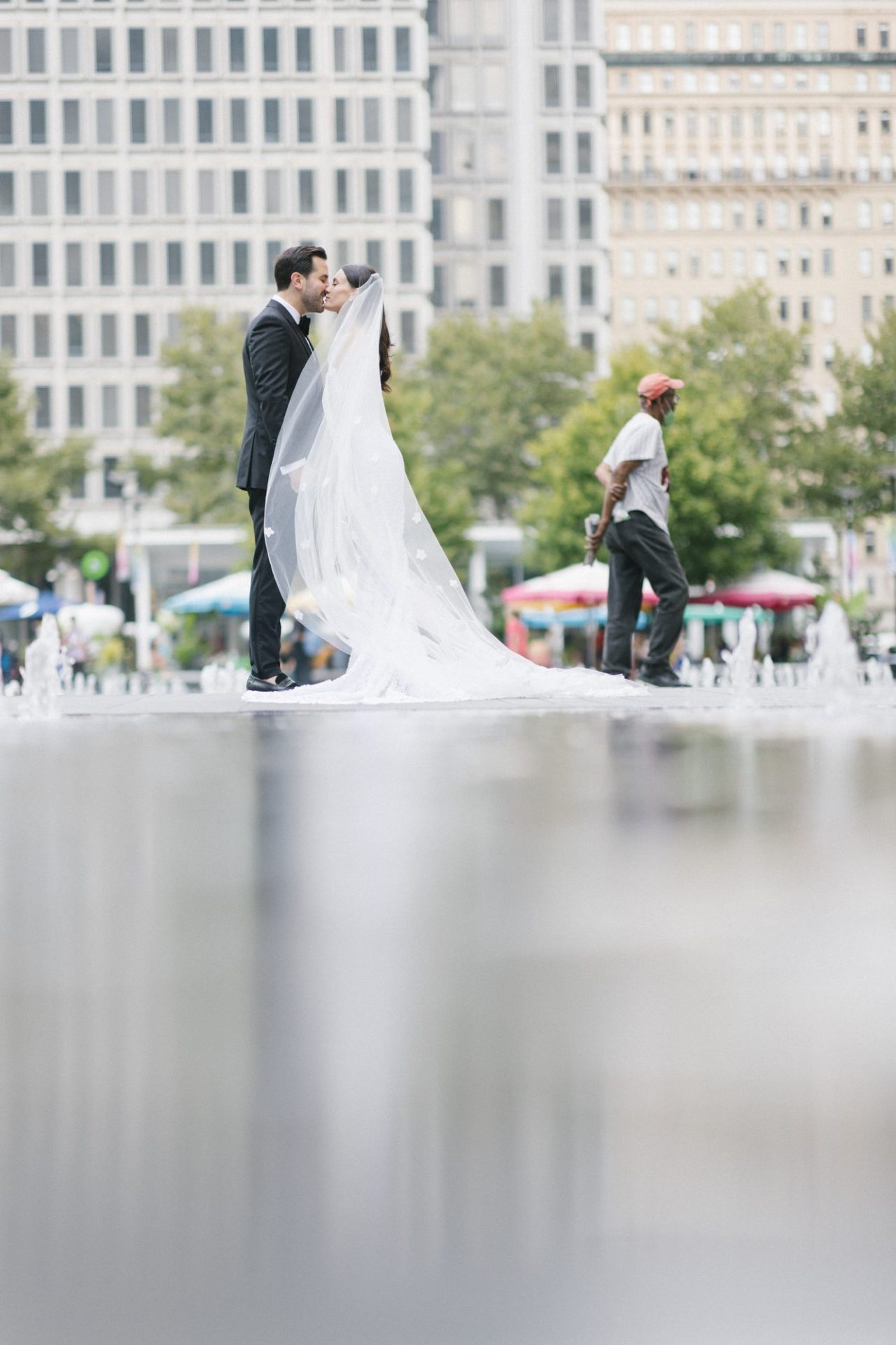 Chelsea and Tomer's couple portraits at City Hall and Dilworth Park, Philadelphia