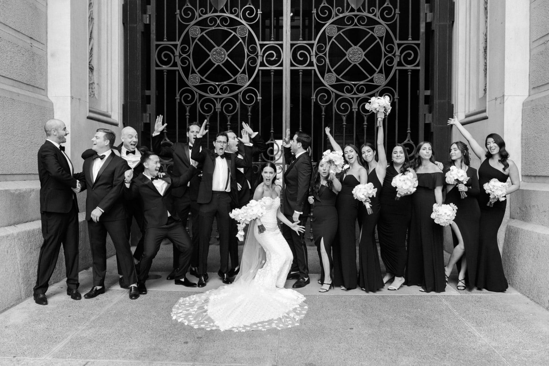 Chelsea and Tomer's wedding party at City Hall and Dilworth Park