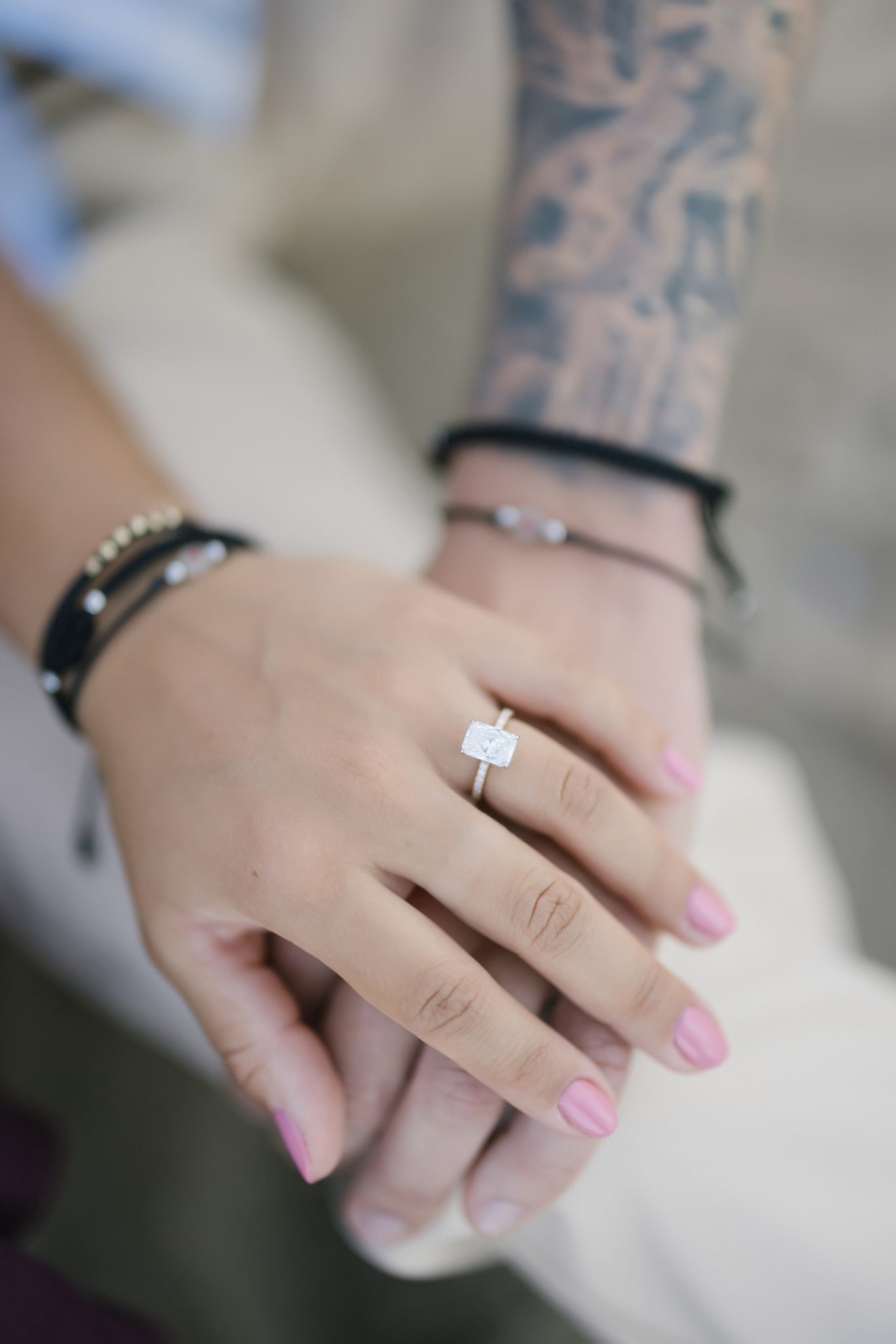 Engagement ring detail photograph after an Asbury Park NJ surprise proposal