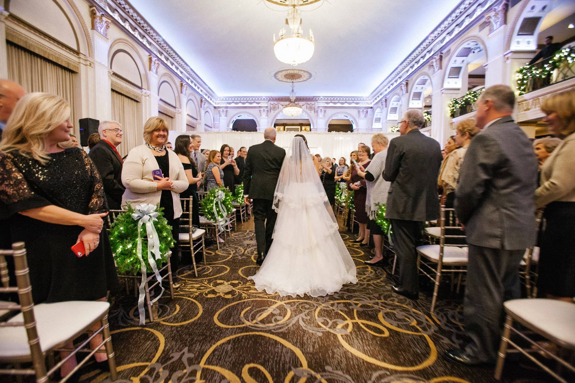 Wedding ceremony in the ballroom at Ballroom at the Ben in Philadelphia