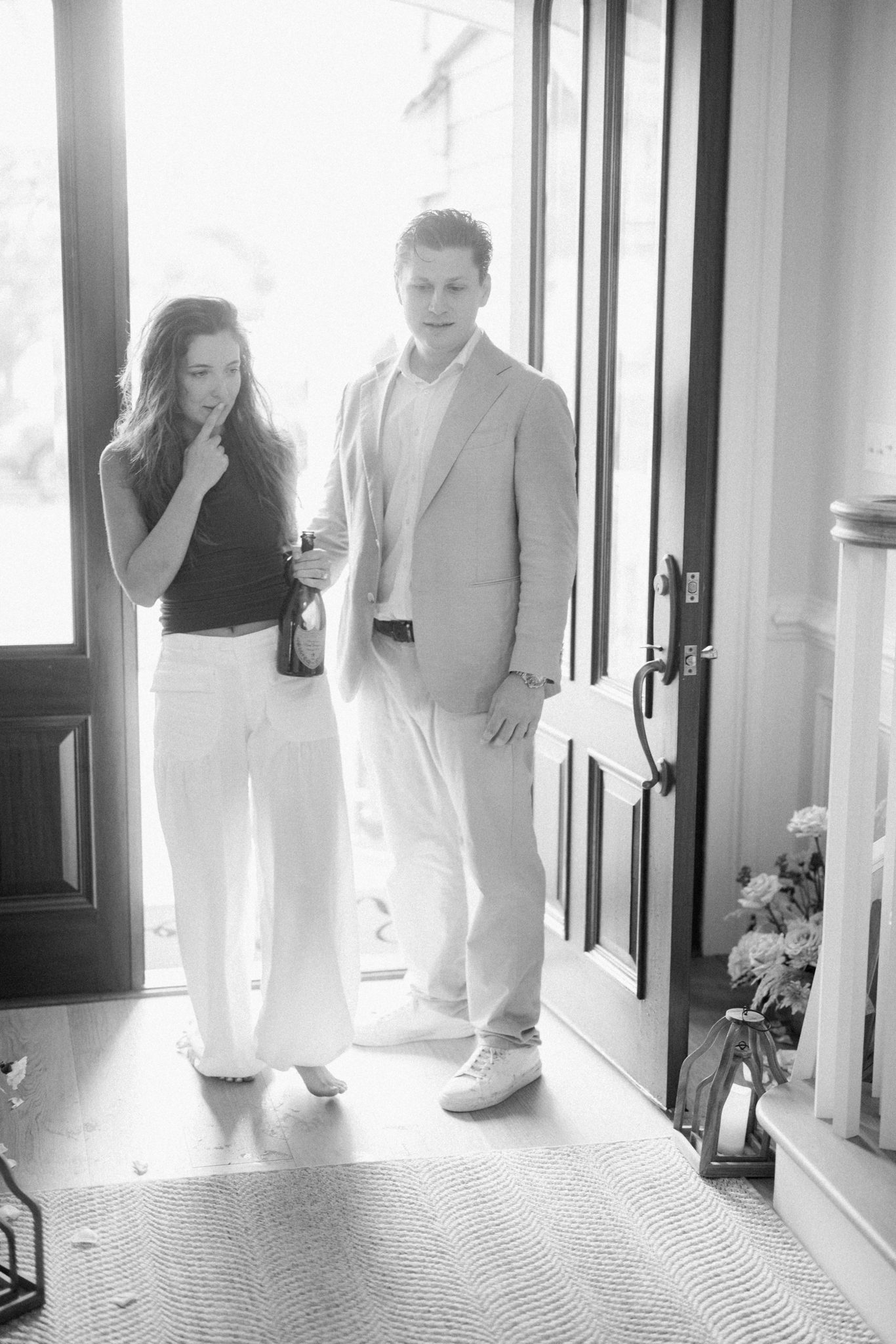 Candid moment at a surprise engagement party in Ocean City NJ
