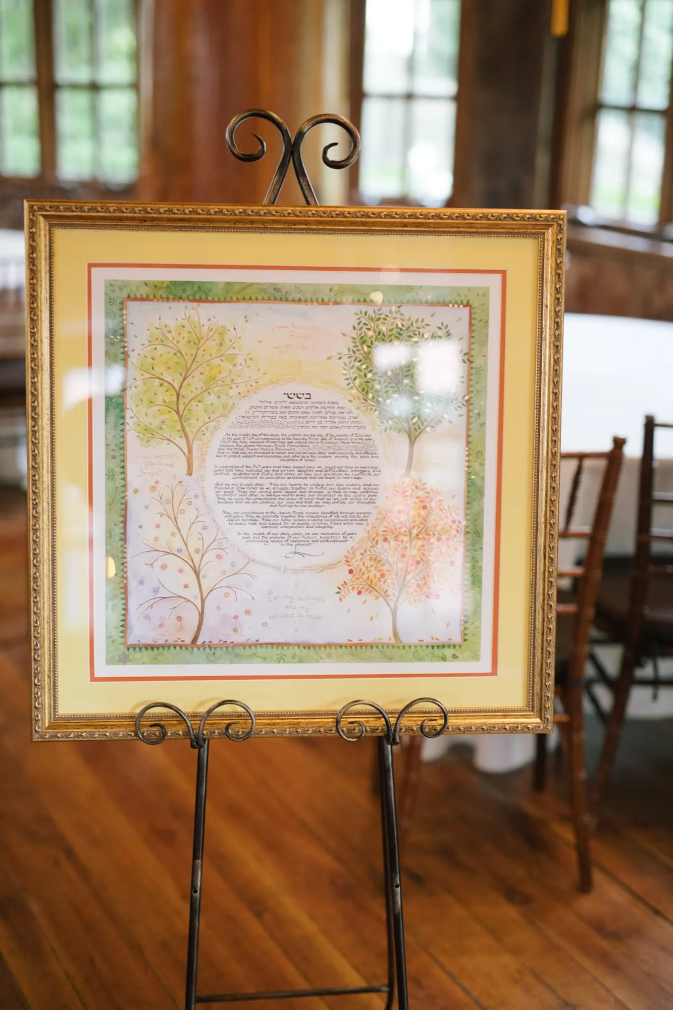 A ketubah at a Jewish fiftieth anniversary vow renewal in Hamilton, New Jersey