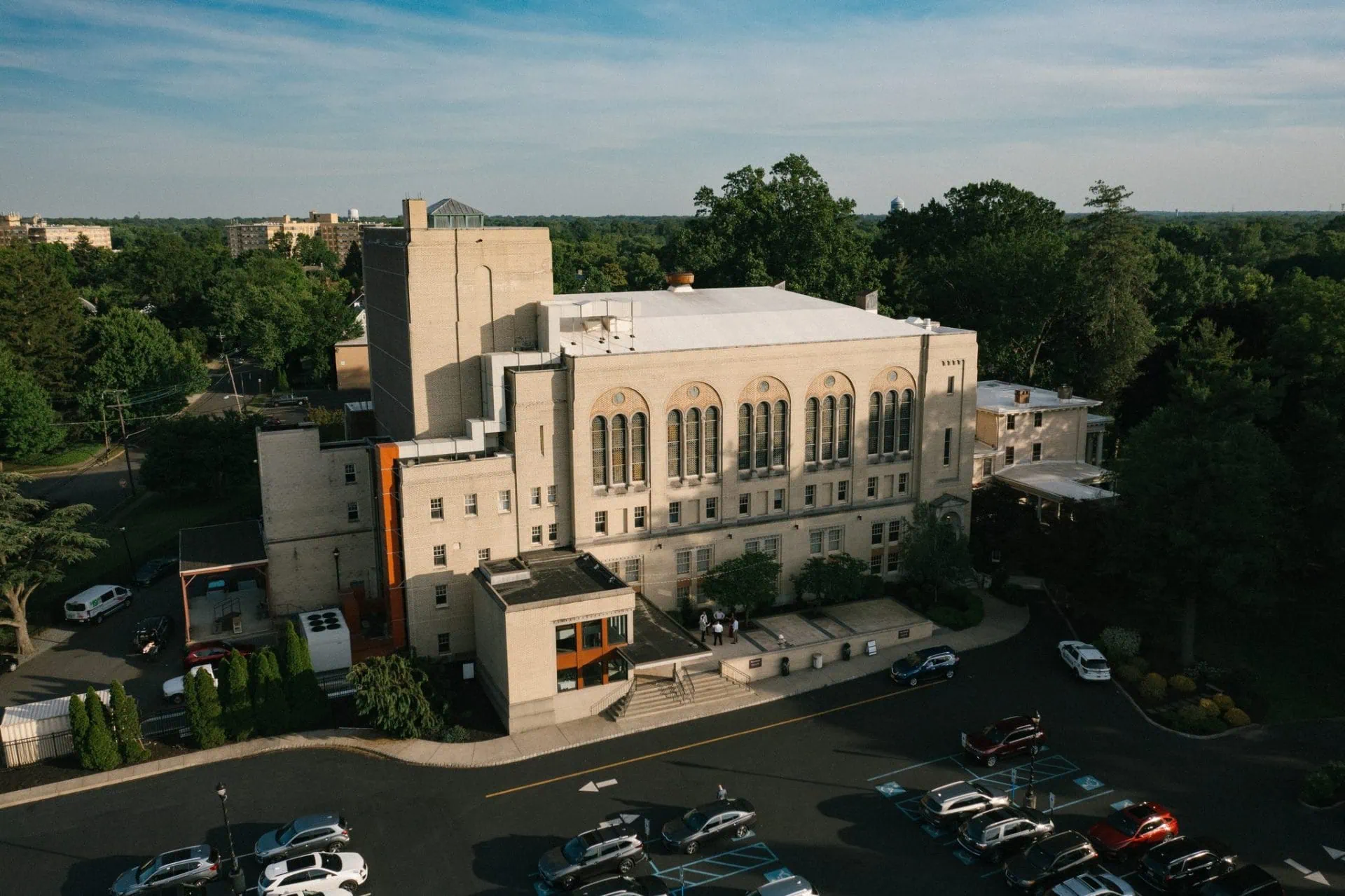 Aerial exterior view of the Collingswood Grand Ballroom wedding venue in Collingswood New Jersey